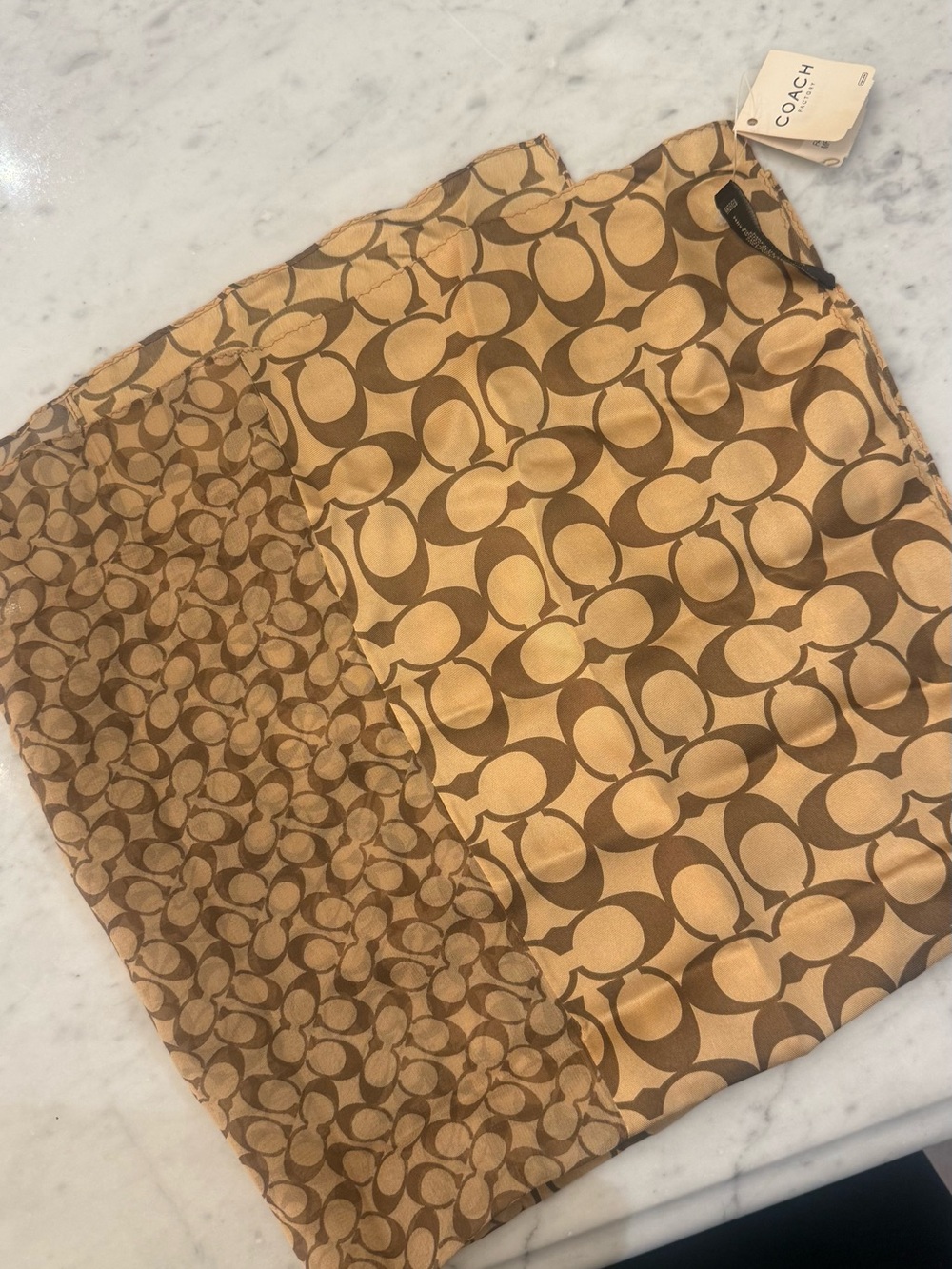 Coach Factory Tan & Brown Signature Monogram Scarf